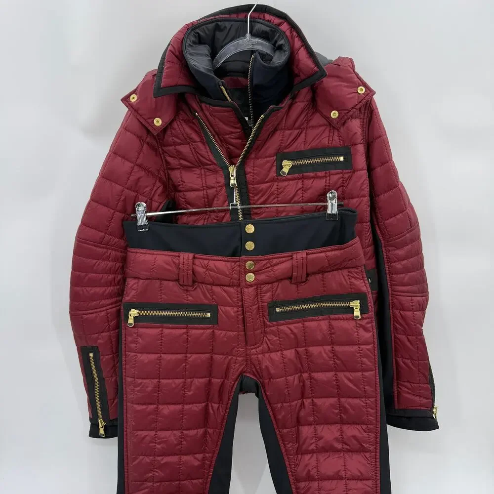 SOS BLACK SNOW Womens Snow Suit Jacket Size XL / Pants L Quilted Edgy Rocker Ski - Picture 1 of 16